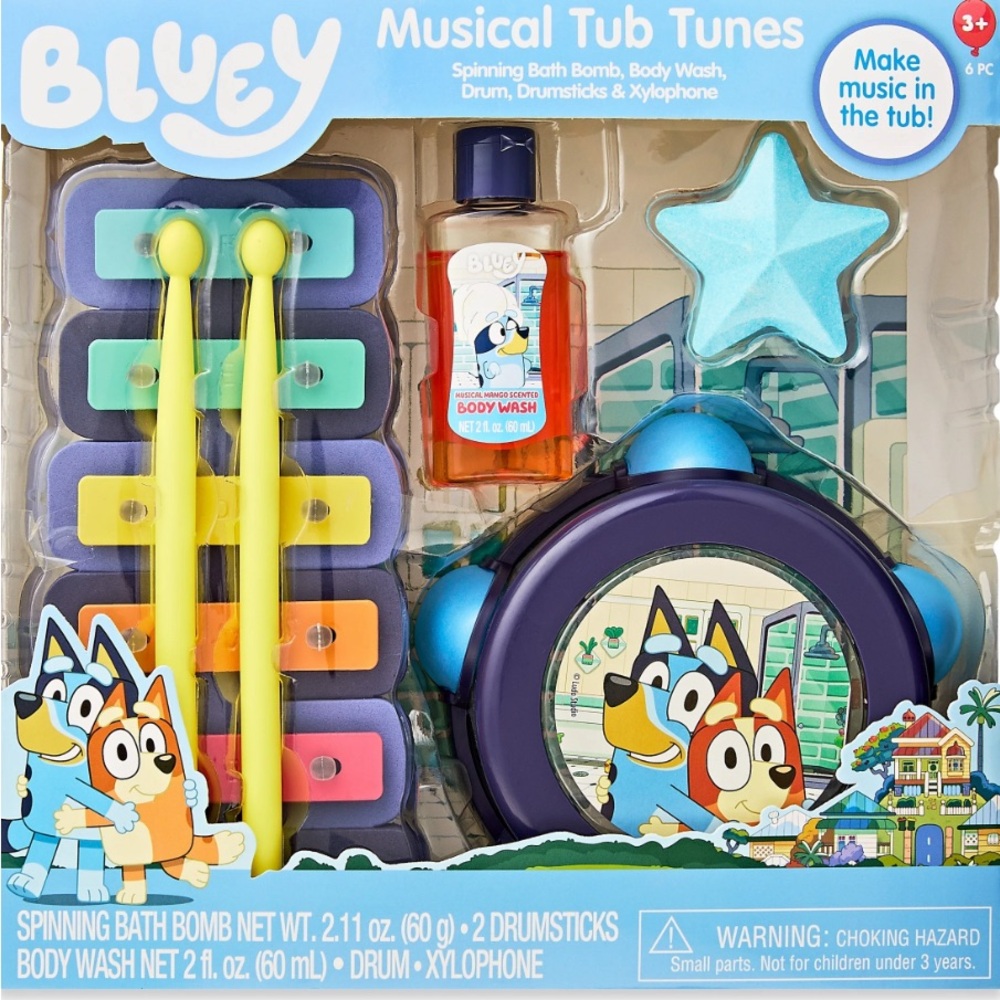 Bluey Musical Tub Tunes Set, 6 Pieces, Age 3+ BNIB